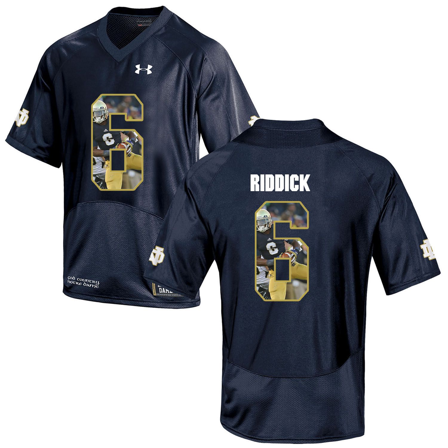 Men Norte Dame Fighting Irish #6 Riddick Navy Blue Fashion Edition Customized NCAA Jerseys->customized ncaa jersey->Custom Jersey